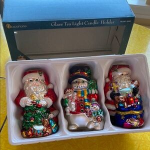 Christmas Glass Tea Light Candle Holders